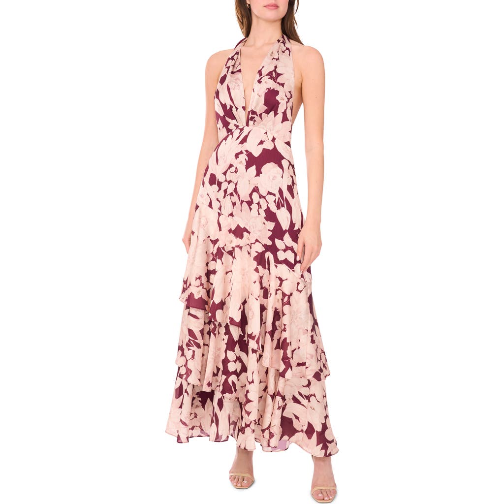 Parker The Vanya Floral Evening Dress In Burgundy