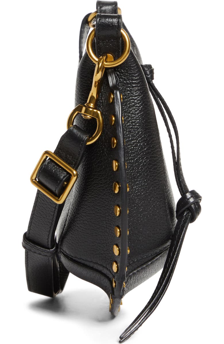 Isabel Marant Oskan Moon Leather Shoulder Bag, Alternate, color, Black