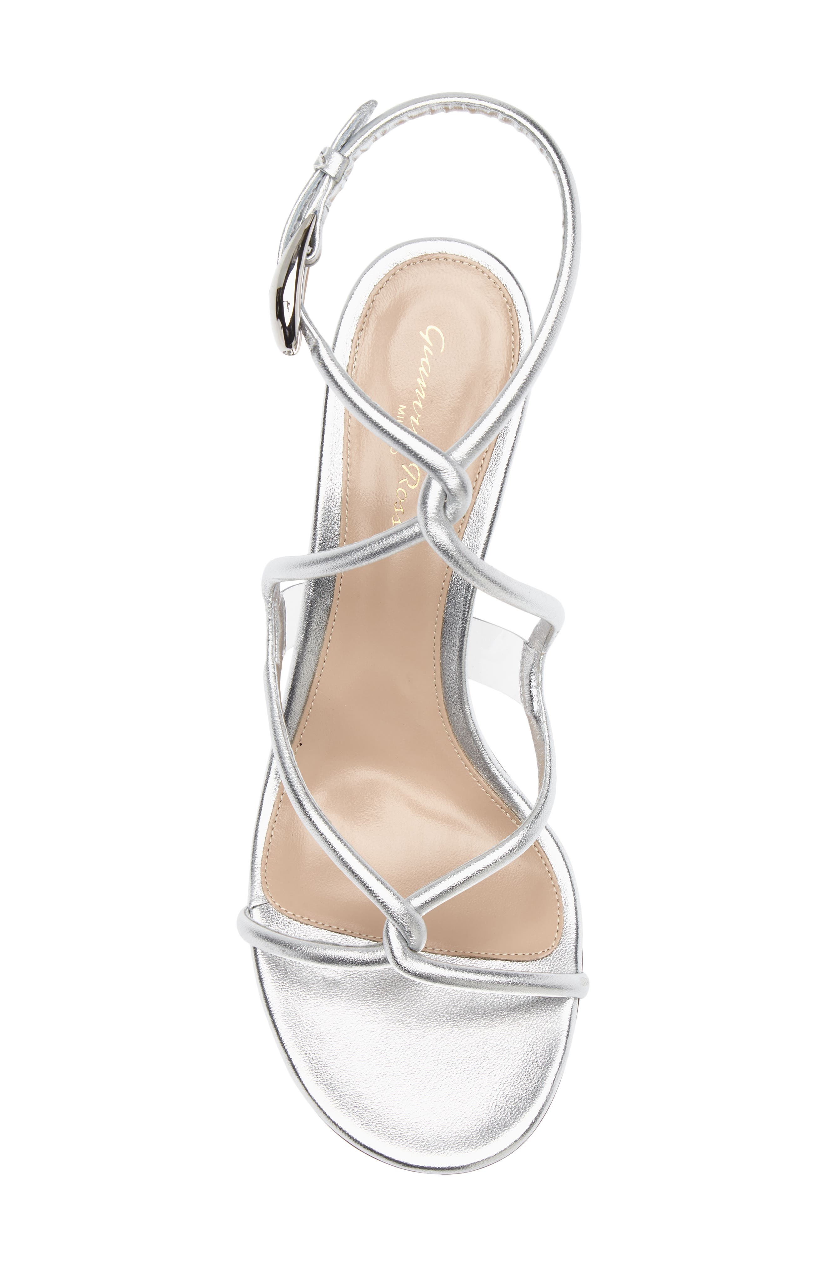 Gianvito Rossi Black Mamba Sandal, Alternate, color, Silver Trasp