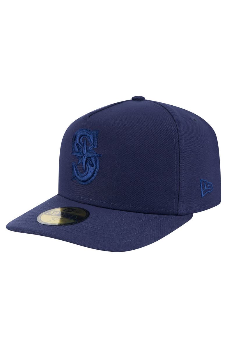 New Era Men's New Era Navy Seattle Mariners Color Pack A-Frame 59FIFTY Fitted Hat, Main, color, 