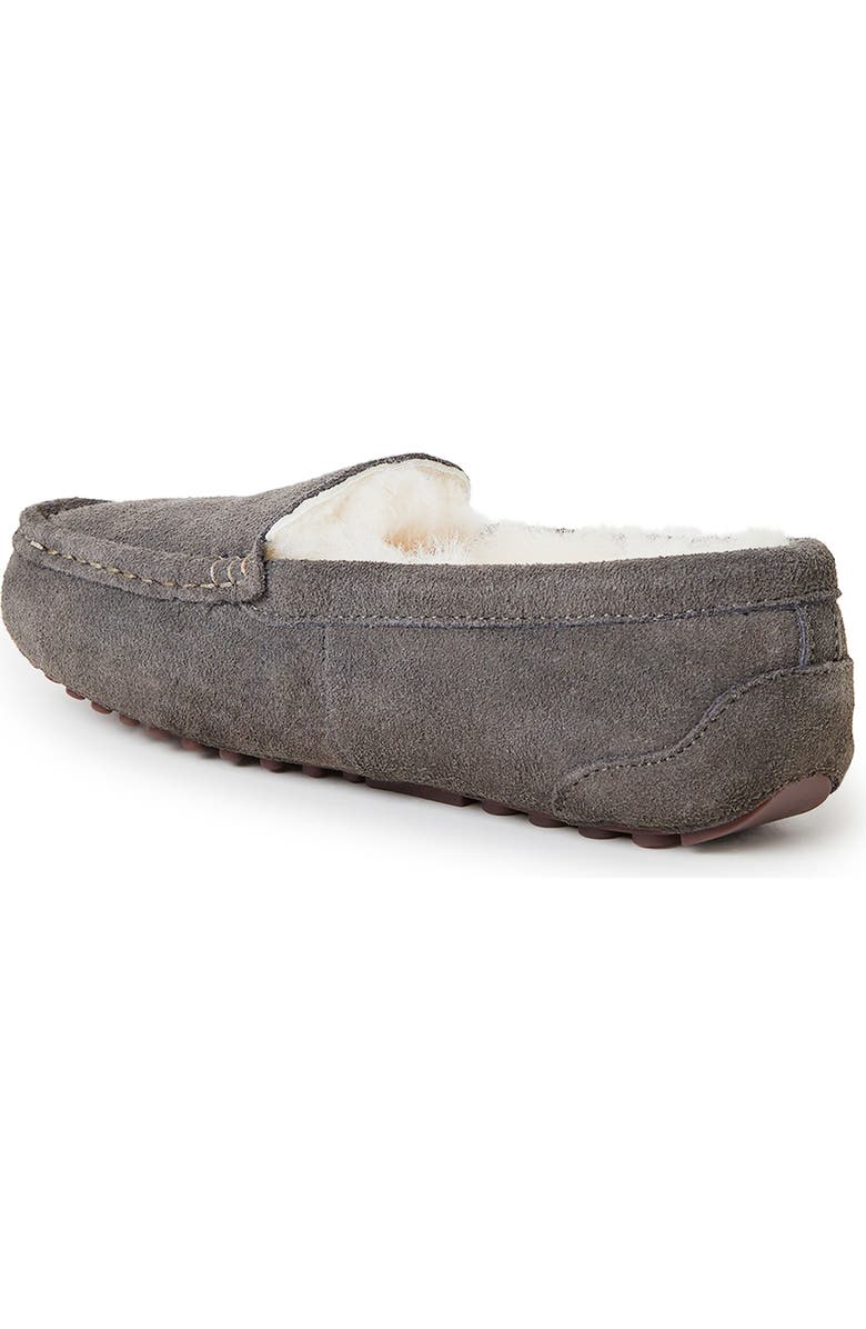 DEARFOAMS Fireside Mel Genuine Shearling Moccasin Slipper, Alternate, color, Grey