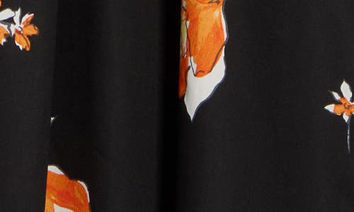 Renee C Floral Print Stretch Cotton Midi Skirt