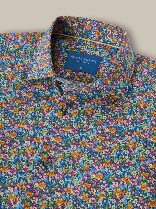 Robert Talbott Reynolds Spring Floral Print Contemportary Fit Shirt In Navy Multi