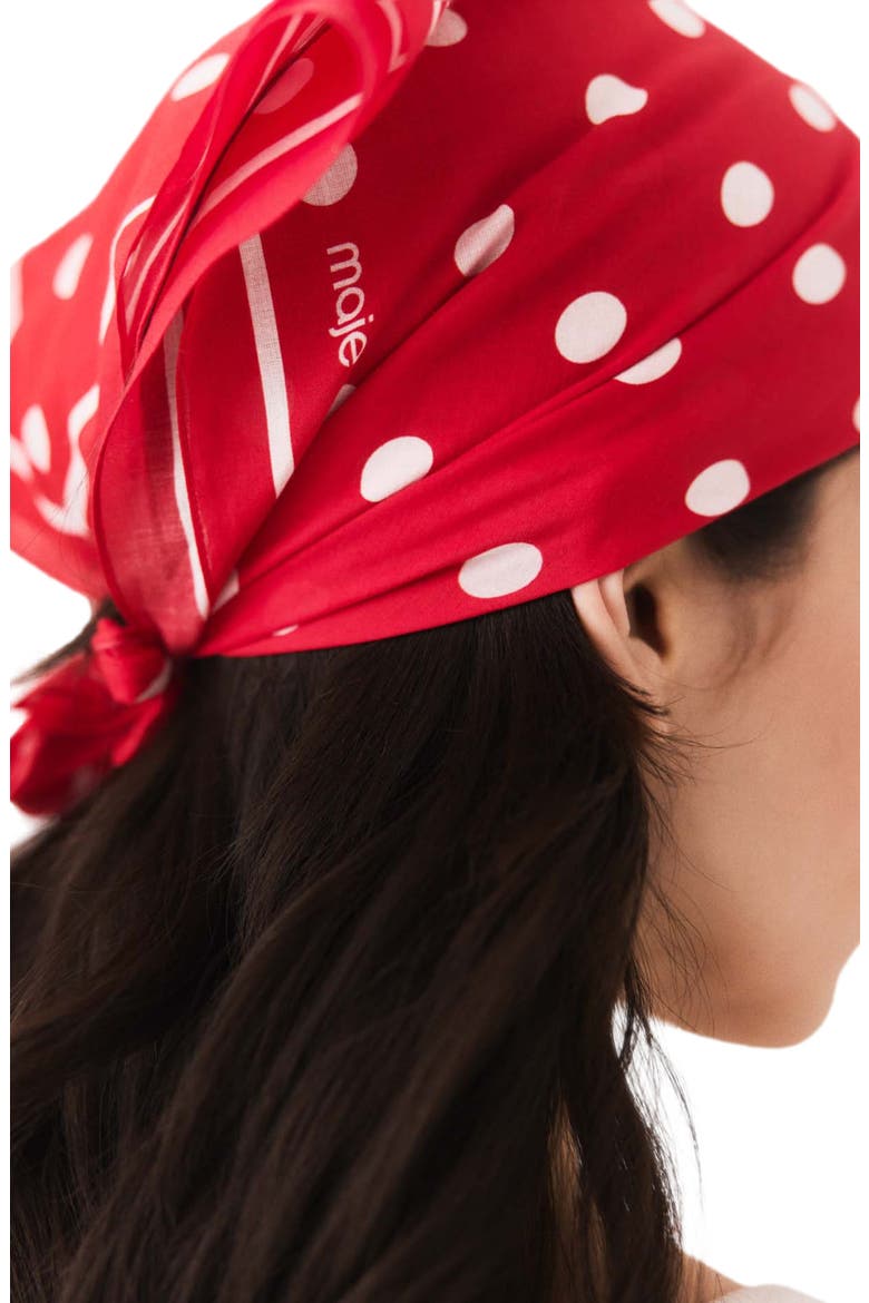 Polka dot cotton bandana, Alternate, color, Red dots print