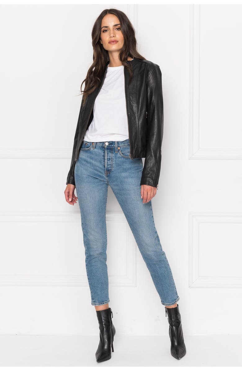 LAMARQUE ARLETTE | Leather Biker Jacket, Alternate, color, Black