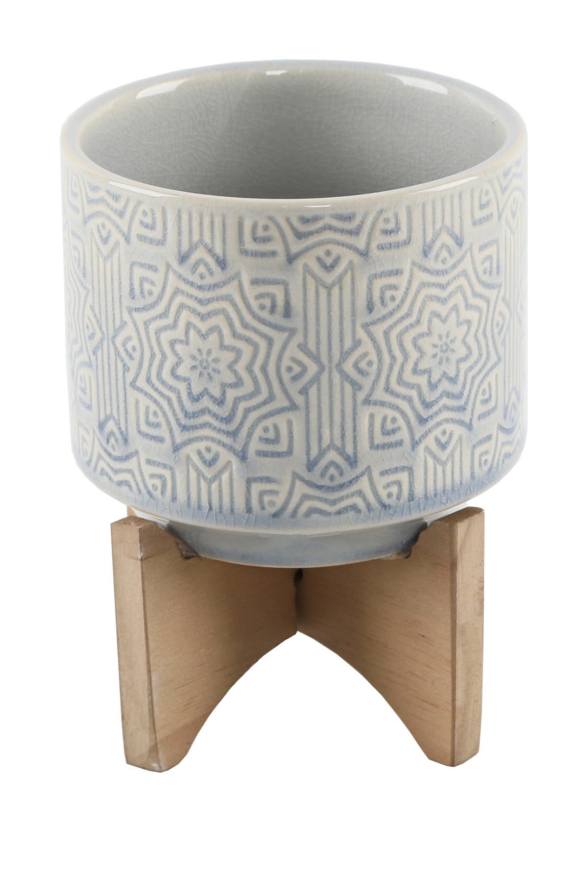 FLORA BUNDA 4.37" Star Ceramic on Stand - Glass Blue