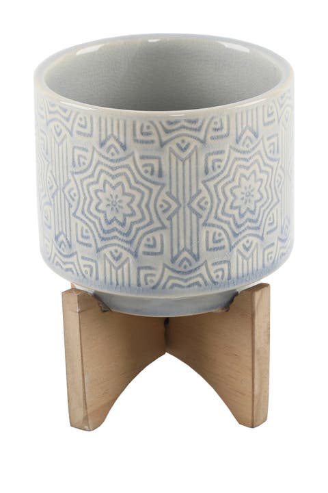 4.37" Star Ceramic on Stand - Glass Blue