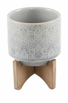 FLORA BUNDA 4.37" Star Ceramic on Stand - Glass Blue