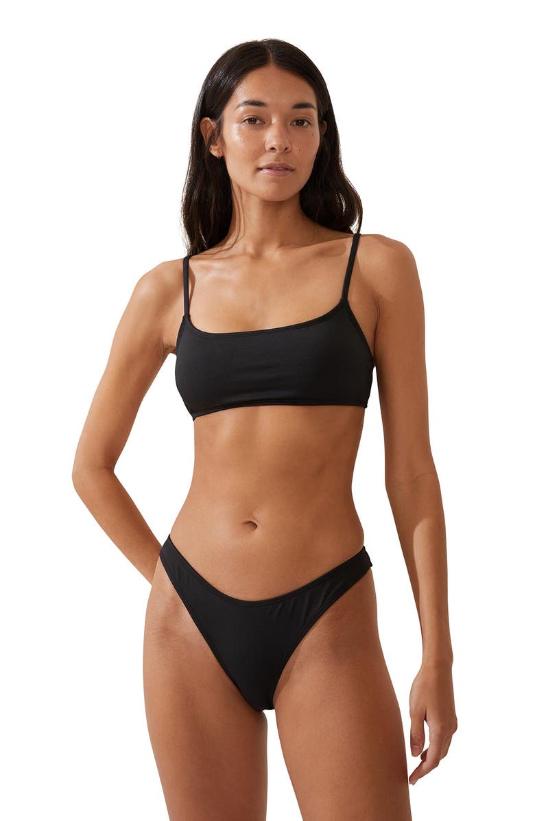 COTTON ON BODY Women's Straight Neck Crop Bikini Top, Main, color, Black