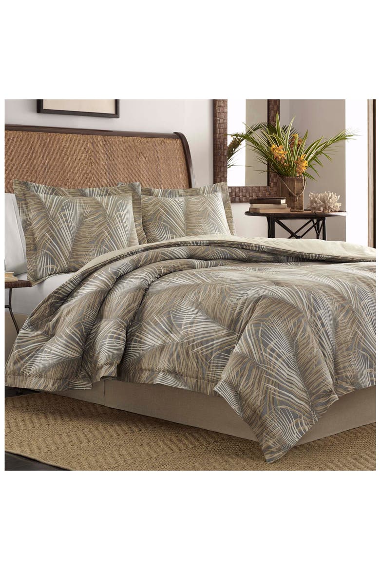 Raffia Palms Comforter & Sham Set, Main, color, PEWTER