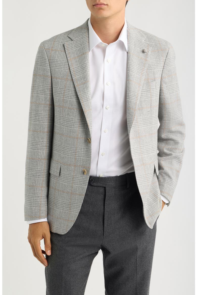 Midland Check Wool & Cashmere Sport Coat, Main, color, LIGHT GREY