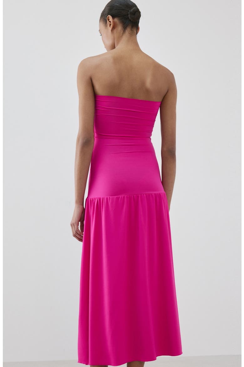 Strapless Drop Waist Midi Dress, Alternate, color, FUCHSIA