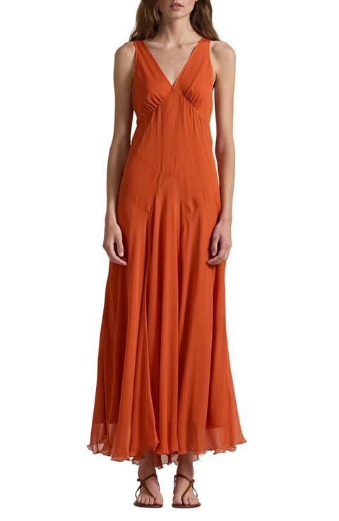 Crinkled Georgette Silk Dress