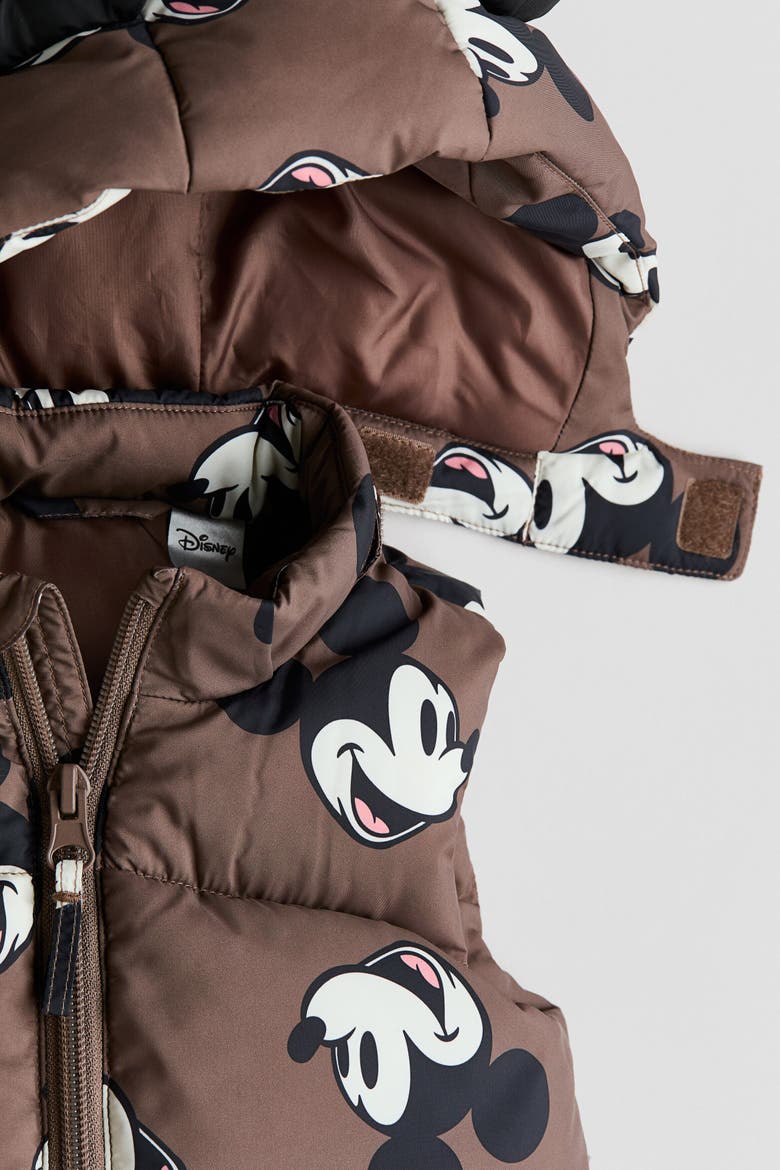 Printed Puffer Vest, Alternate, color, Brown/Mickey Mouse