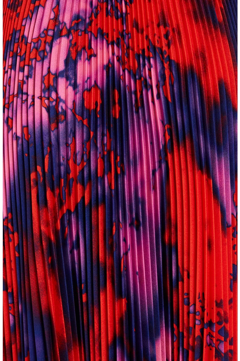 Tie Dye Pleated Midi Skirt, Alternate, color, RED