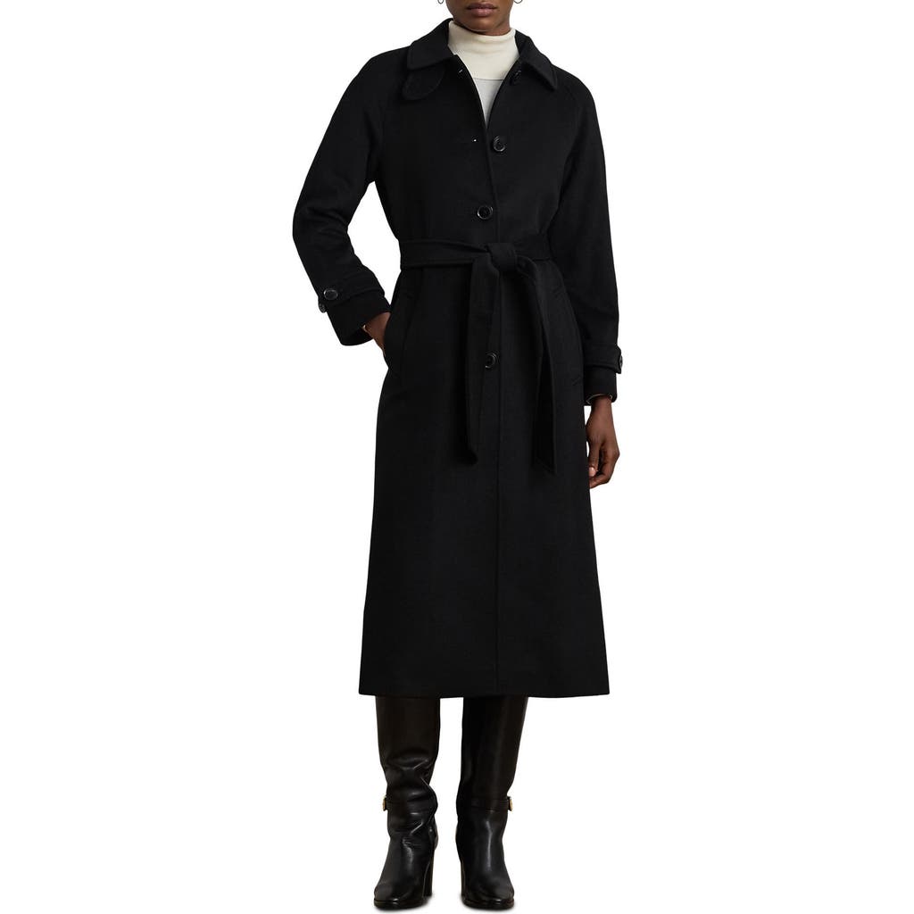 Ralph Lauren Lauren  Wool Blend Trench Coat In Black