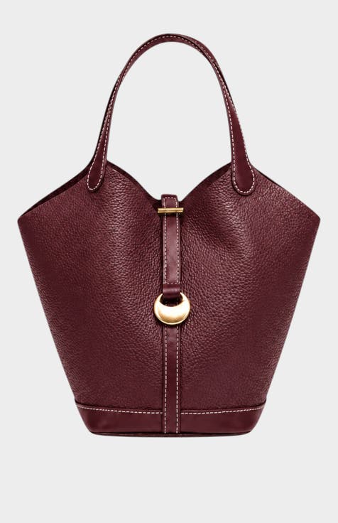 Monaco Genuine Pebble Leather Bucket Bag