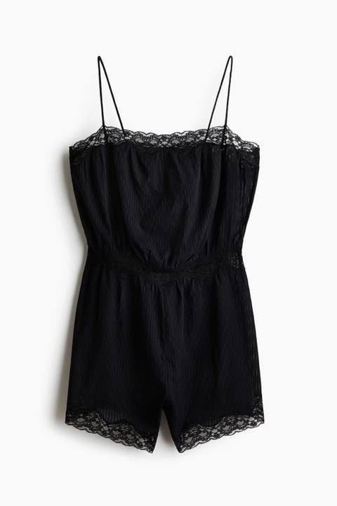 Lace-trimmed Pyjama Playsuit