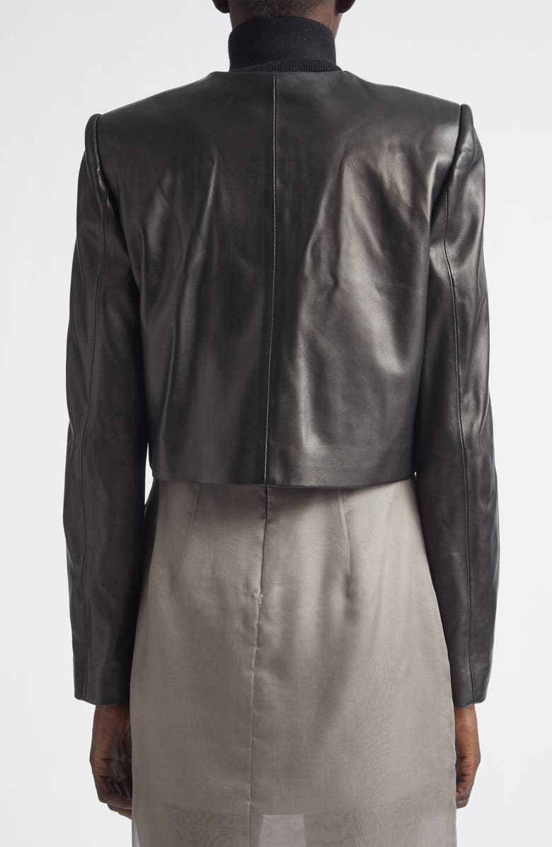 Brandon Maxwell The Ryder Boxy Leather Crop Jacket, Alternate, color, Black