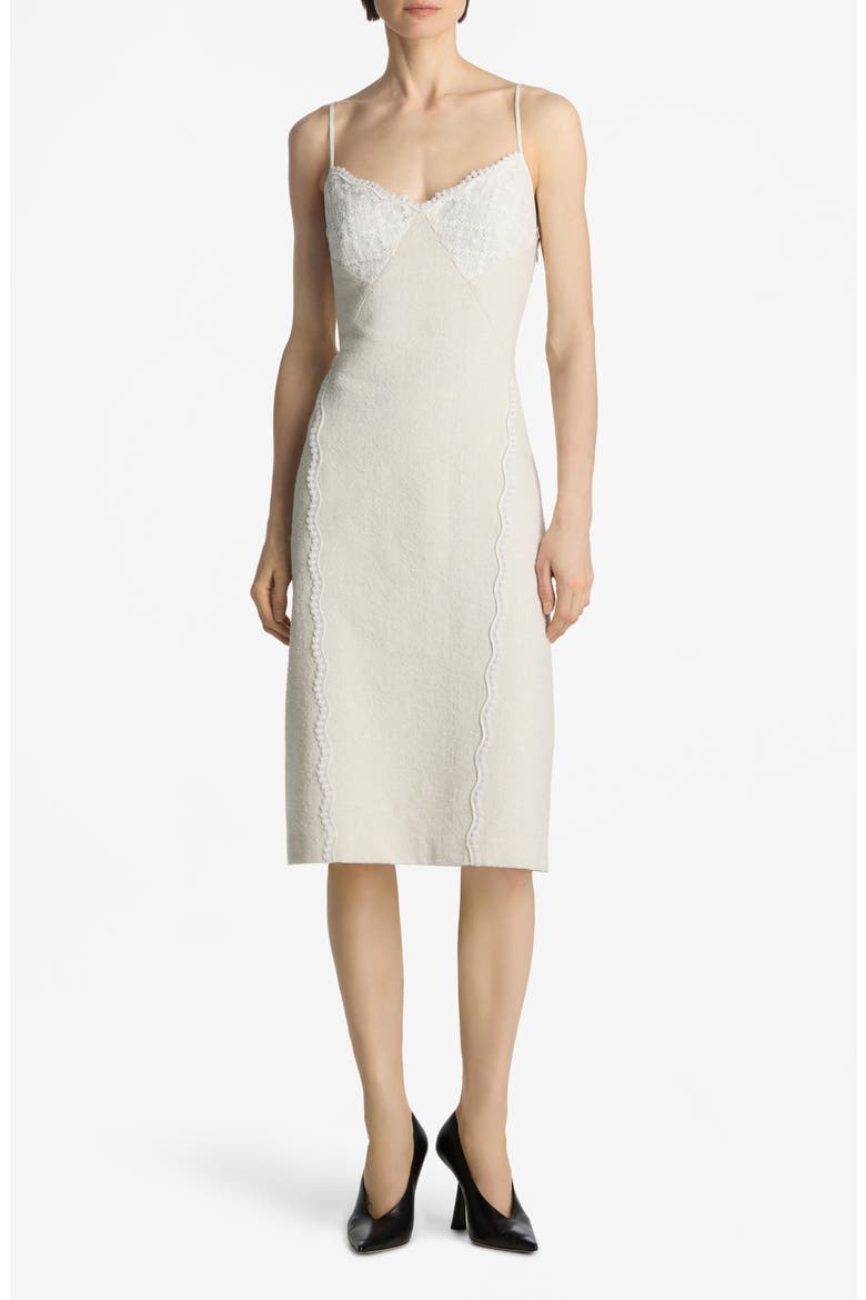Metallic Tweed & Guipure Lace Cocktail Dress, Main, color, ECRU LUREX MULTI
