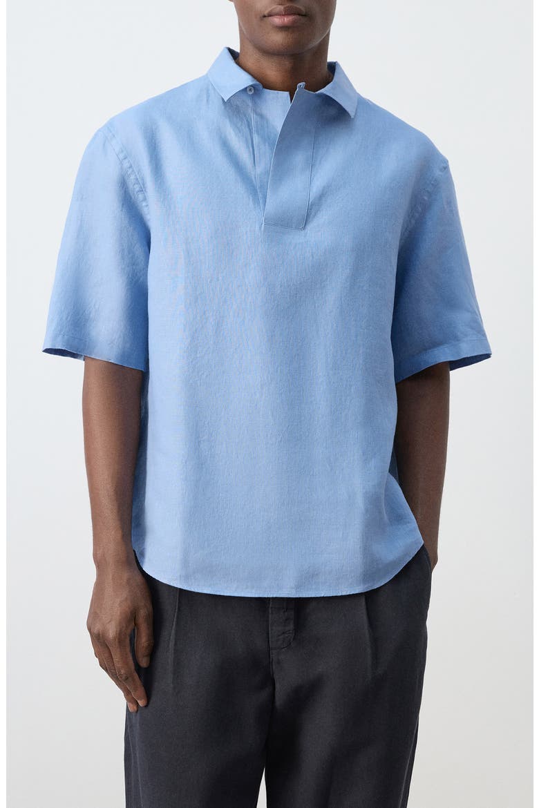 Solid Slub Linen Polo, Main, color, CHINA BLUE