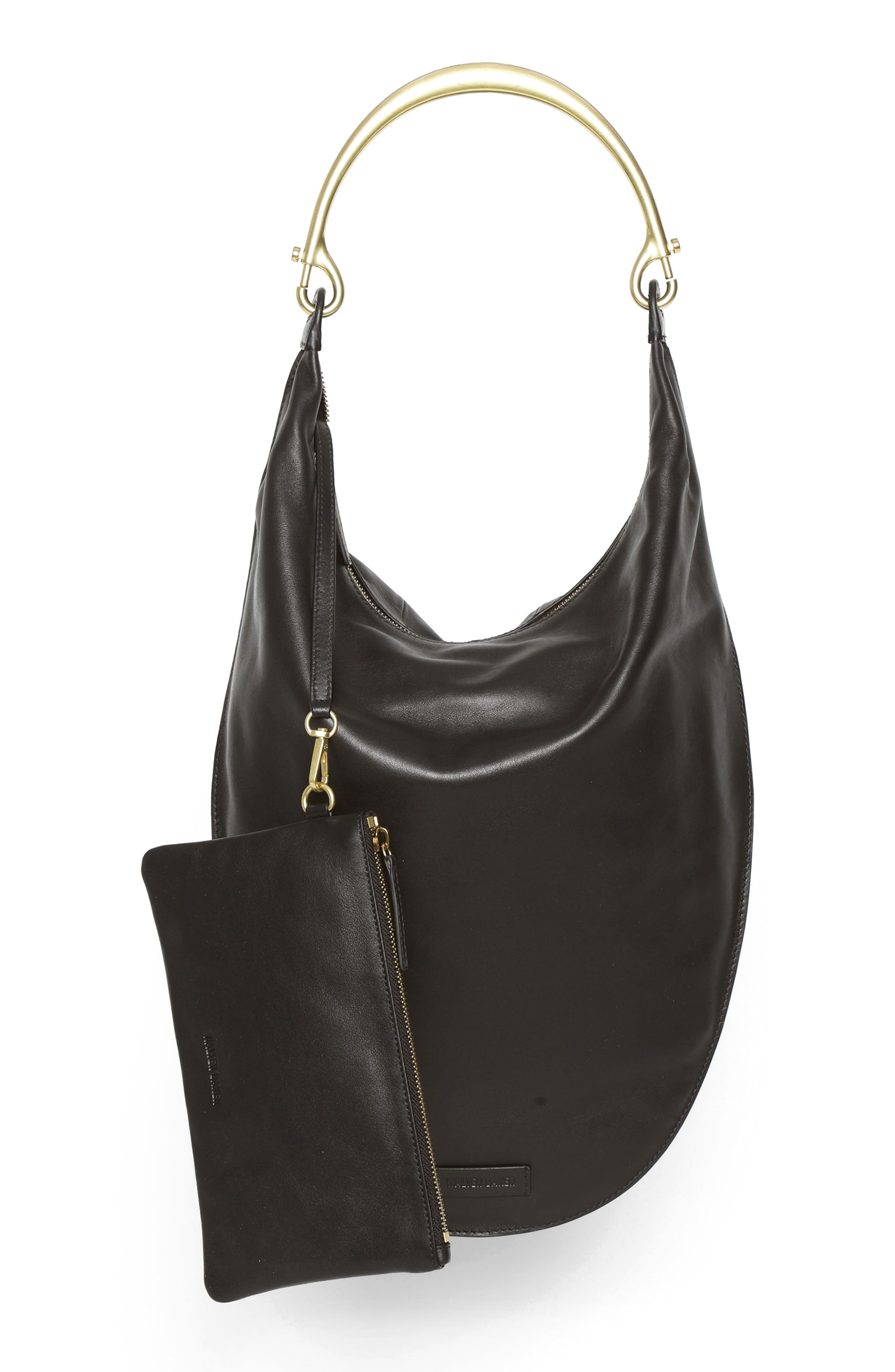 Walter Baker Luna Frame Handle Leather Hobo Bag, Alternate, color, 