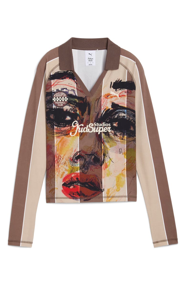 PUMA x KidSuper Long Sleeve Cotton Goalie Jersey, Alternate, color, Flat Bronze