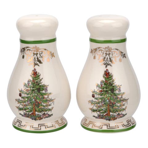 Christmas Tree Gold Salt & Pepper Shakers 4"