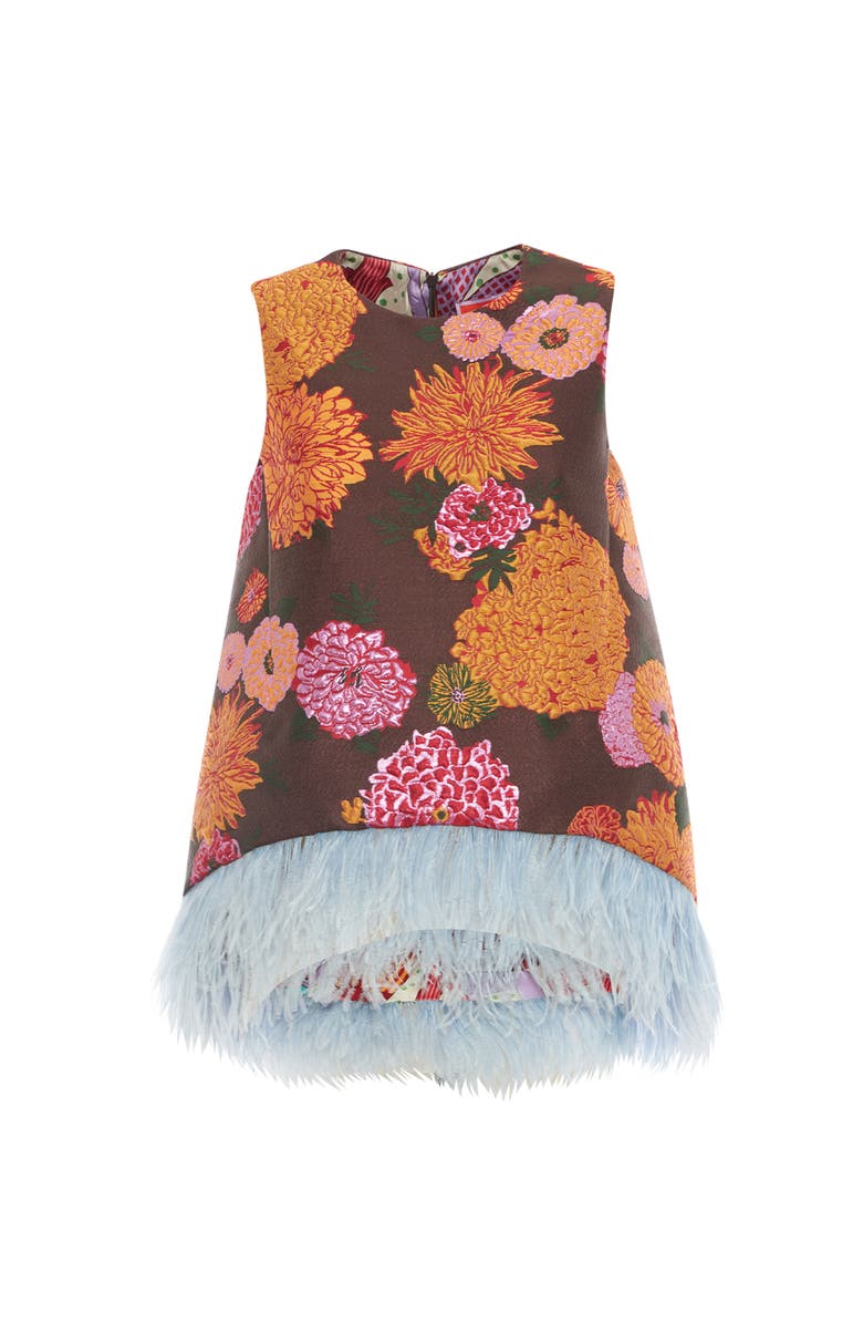 La DoubleJ La Scala Top With Feathers Jacquard Gyn Chocolate, Alternate, color, Jacquard Gyn Chocolate