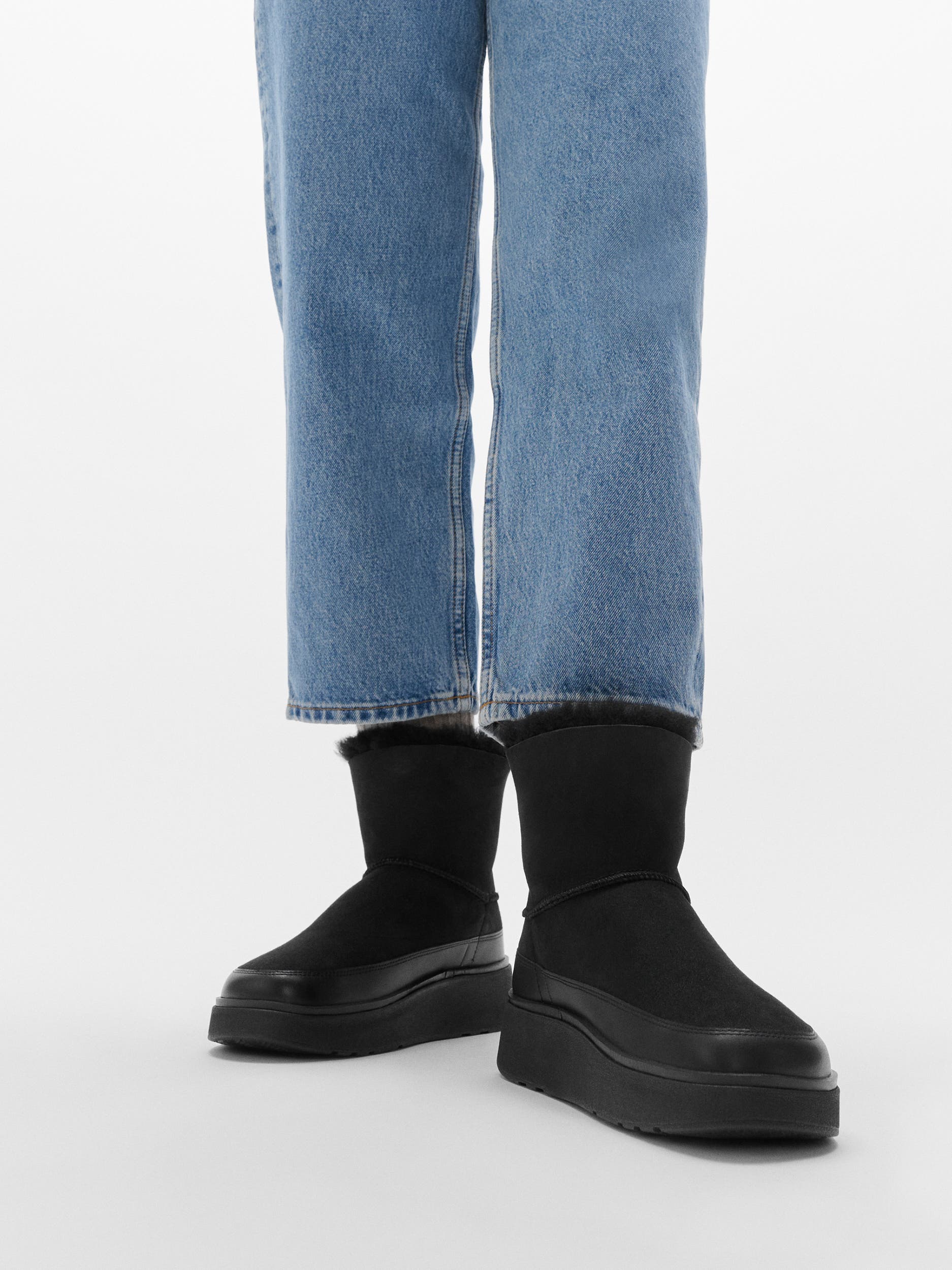 FitFlop Gen-FF mini double-faced shearling boots, Alternate, color, All Black