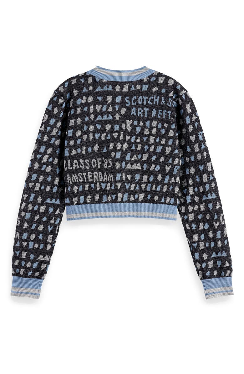 Scotch & Soda Kids' Jacquard Cardigan, Alternate, color, Charcoal Art