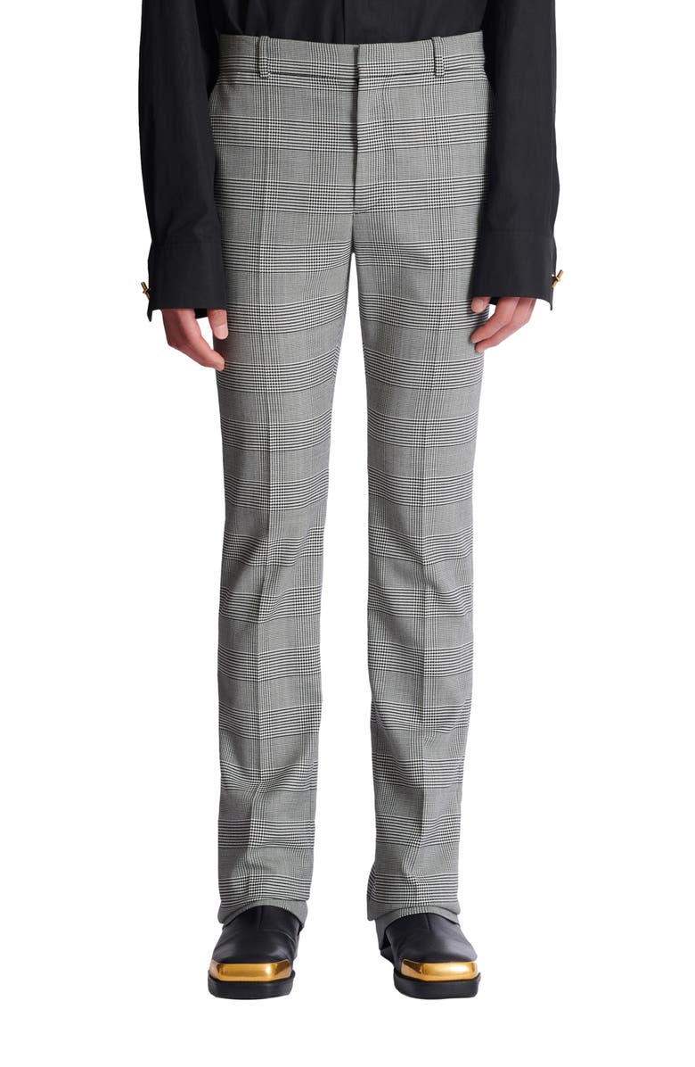 Balmain Darted trousers in Prince of Wales wool, Alternate, color, Black