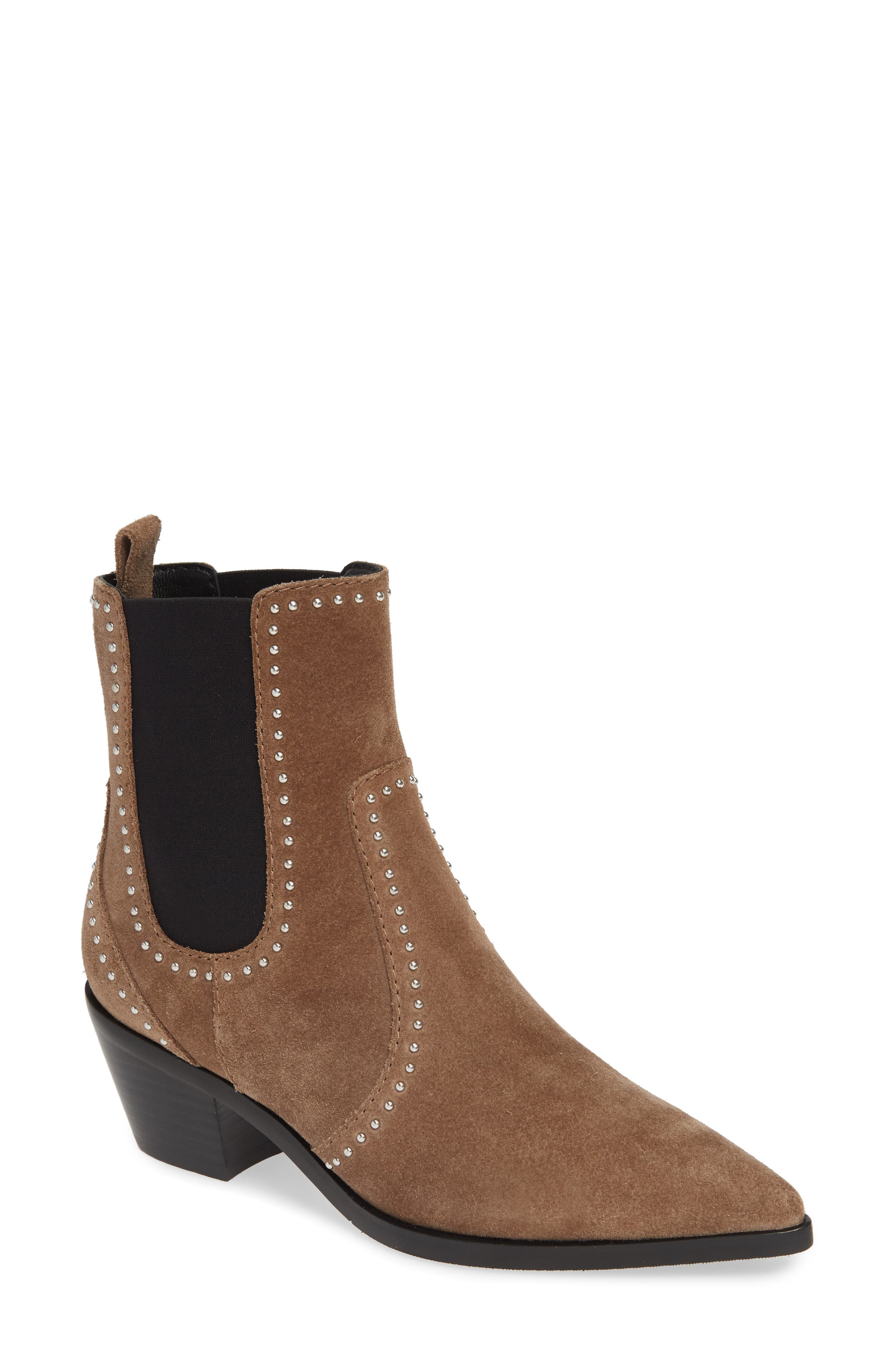 Willa Studded Chelsea Boot, Alternate, color, TAUPE SUEDE