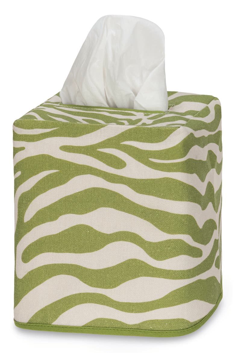 Regine Zebra Stripe Tissue Box Cover, Main, color, GRASS