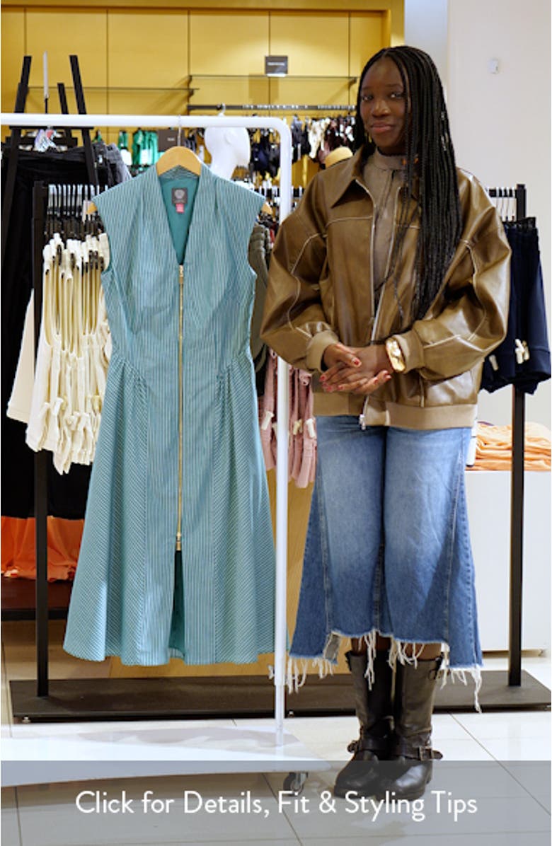 Stripe Zip Front Sleeveless Midi Dress, sales video thumbnail