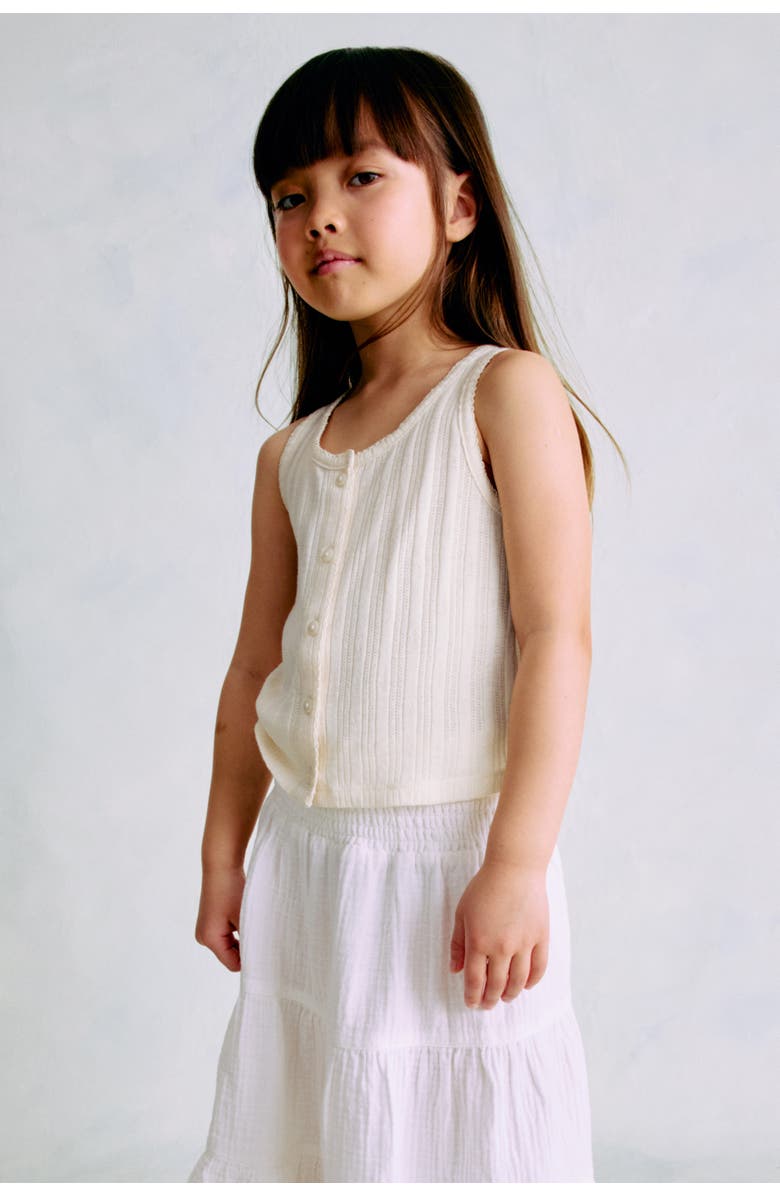 H&M Pointelle Jersey Vest Top, Alternate, color, Cream