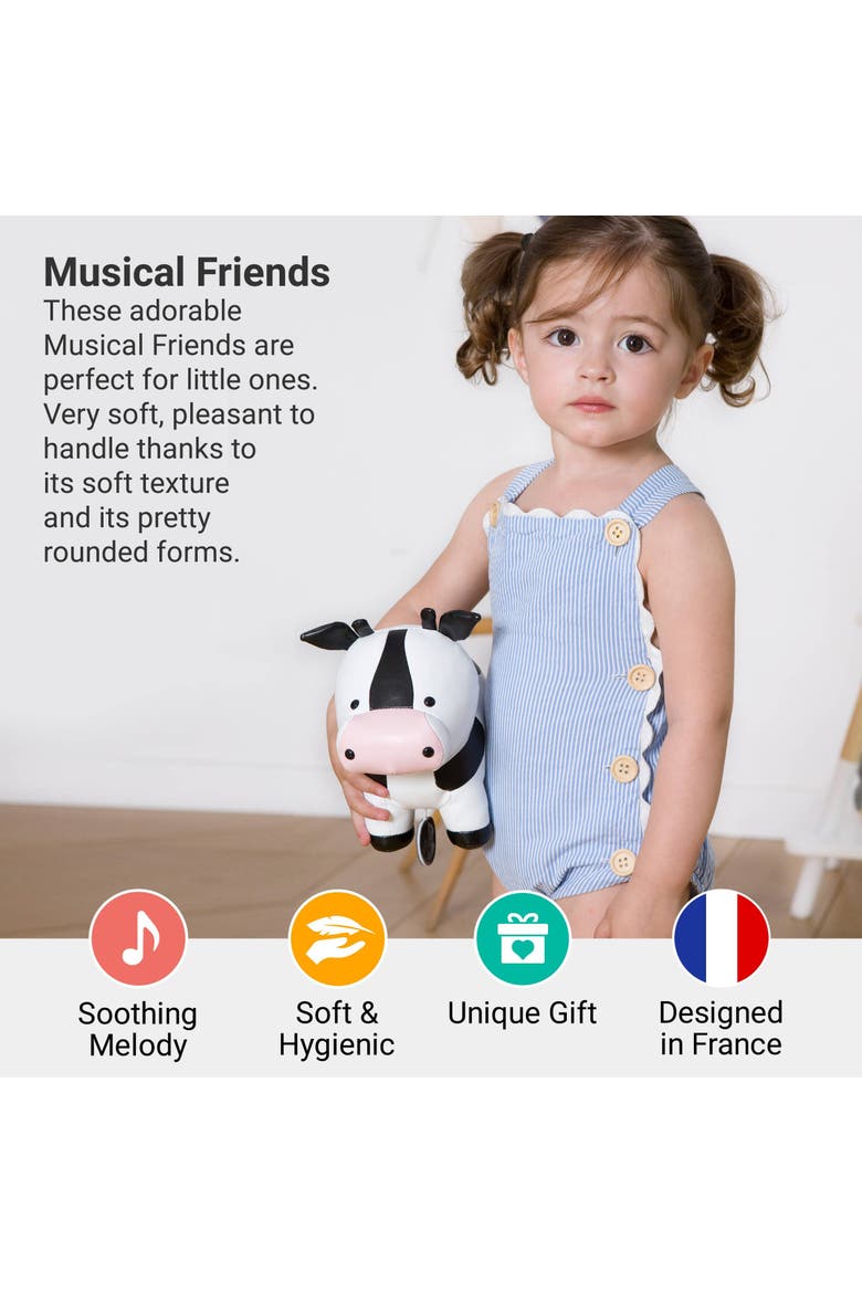 Musical Animals - Cow, Plush Baby Music Box, Nursery Toy, Alternate, color, White