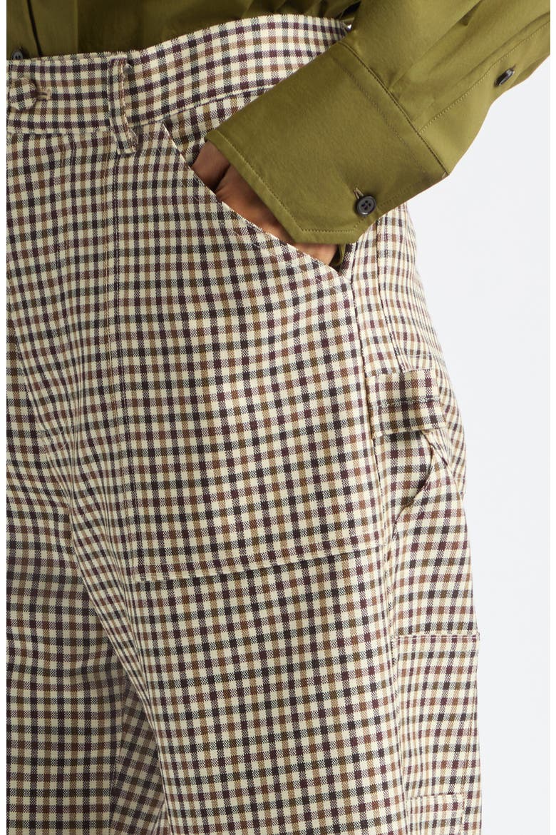 Check Wool Straight Leg Trousers, Alternate, color, BLACK/ CREAM CHECK