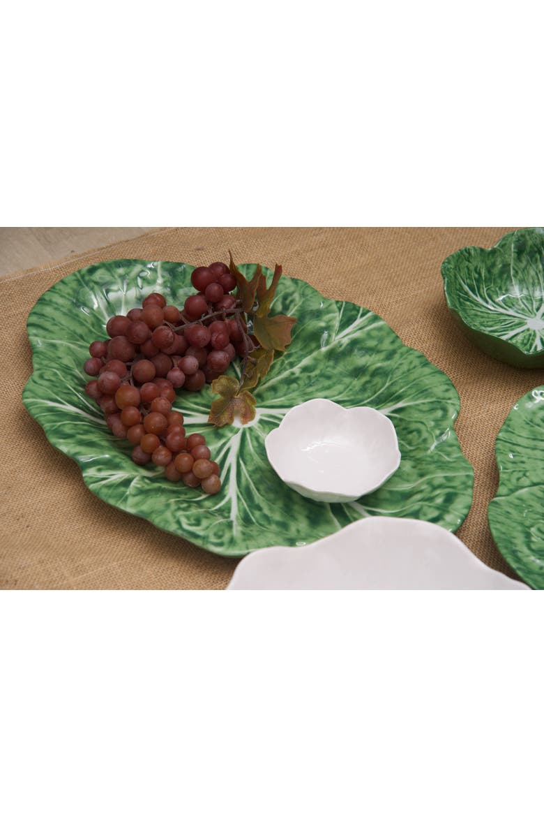 White Cabbage Leaf Set of 4 Salad Serving Plates 8.5", Alternate, color, Green