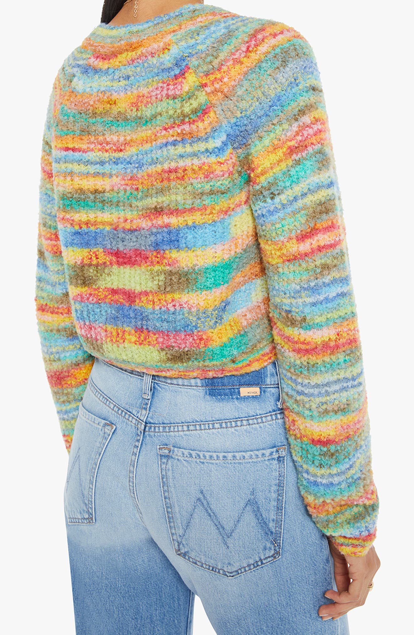 MOTHER The Raglan Stripe Alpaca Blend Crop Cardigan (Women