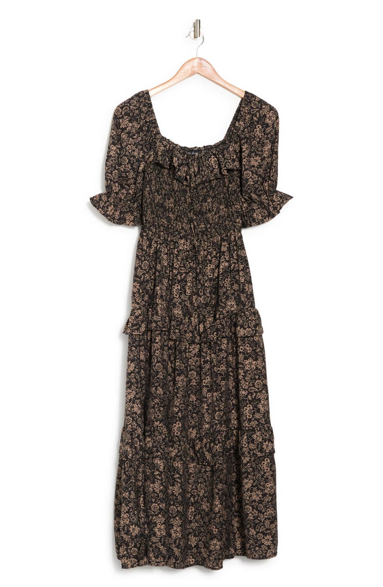 Blu Pepper Floral Smocked Tiered Midi Dress, Alternate, color, 