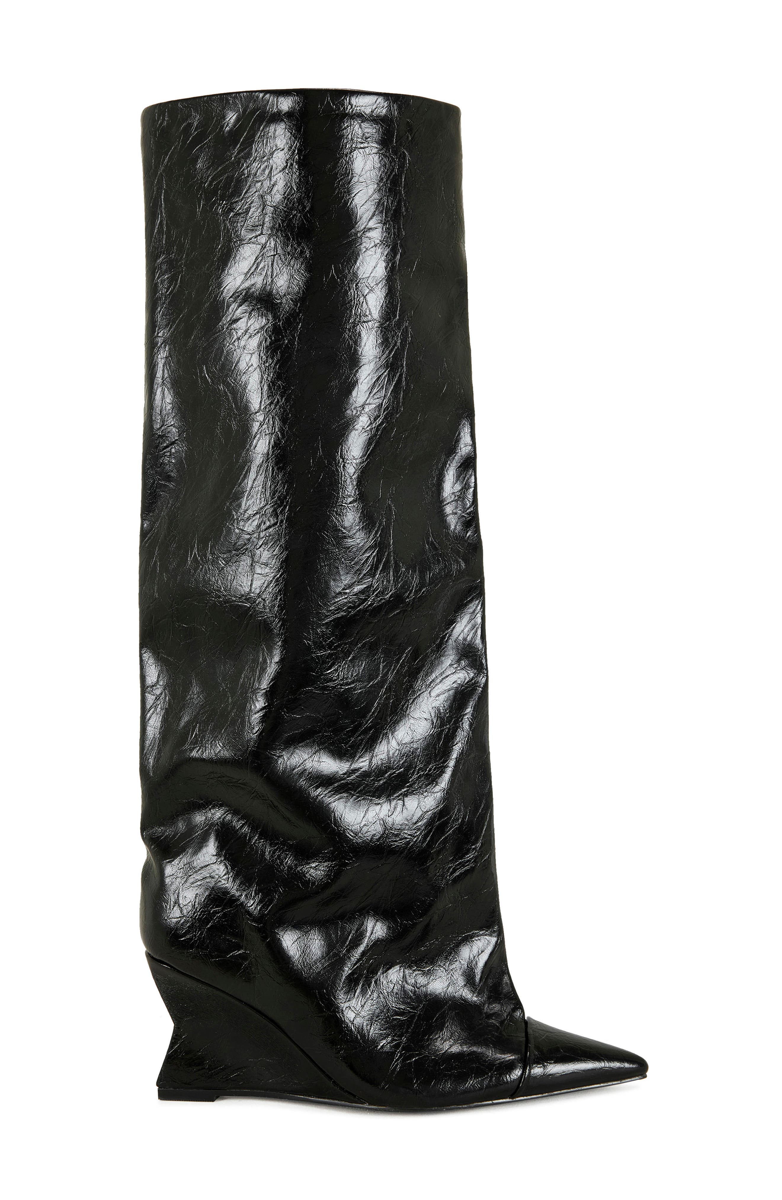 AZALEA WANG Kenya Wide Shaft Wedge Boot, Alternate, color, Black