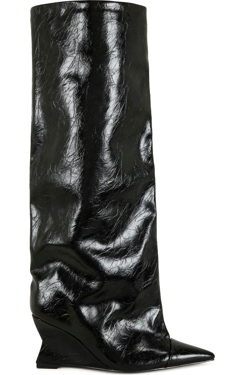 AZALEA WANG Kenya Wide Shaft Wedge Boot, Alternate, color, Black