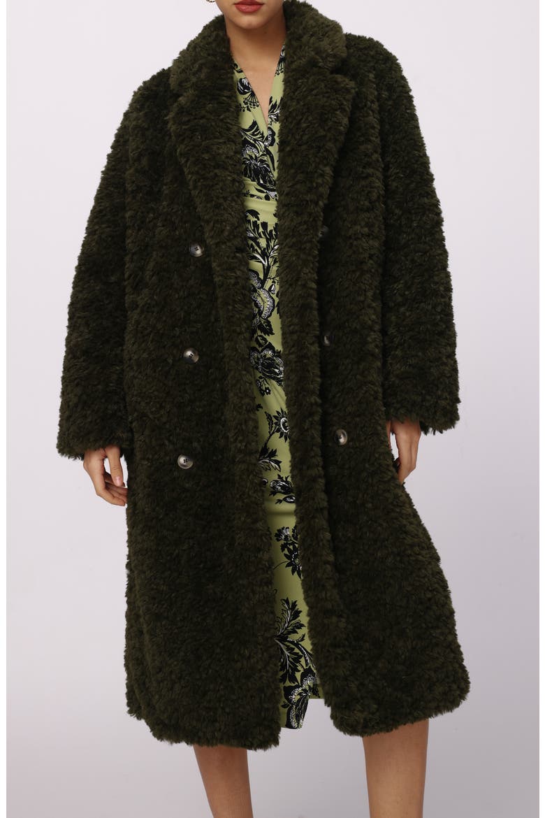 Melanie Faux Fur Coat, Main, color, OLIVE