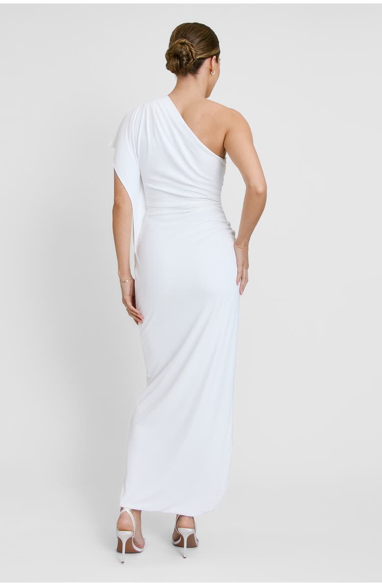 Six Stories Asymmetric Drape Stretch Occasion Dress, Alternate, color, White