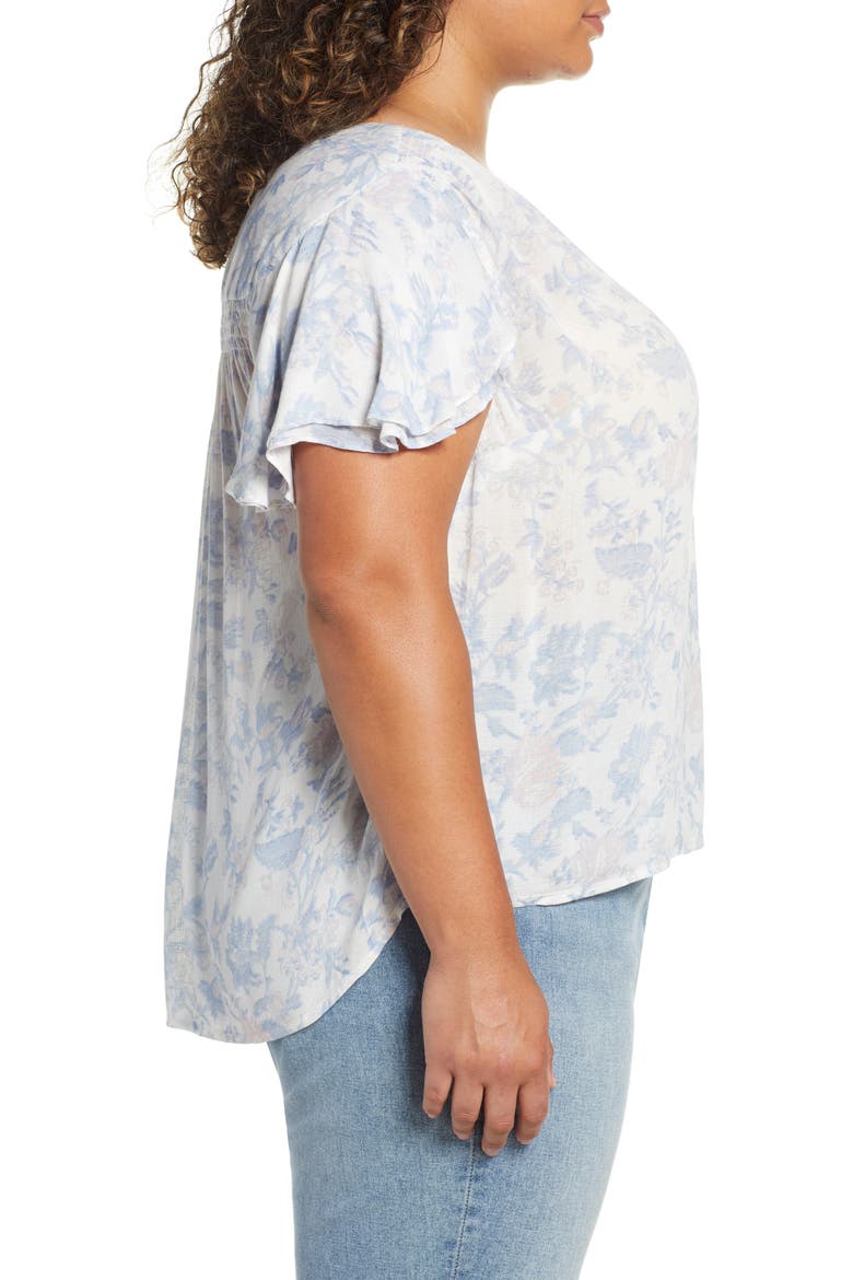 Flutter Sleeve Print Top, Alternate, color, MULTI
