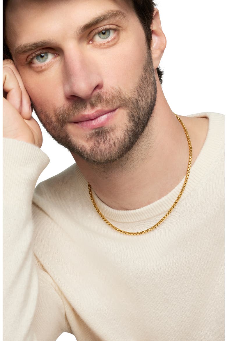 Men's 18K Yellow Gold Box Chain Necklace, 3.4mm, Alternate, color, 18KYG
