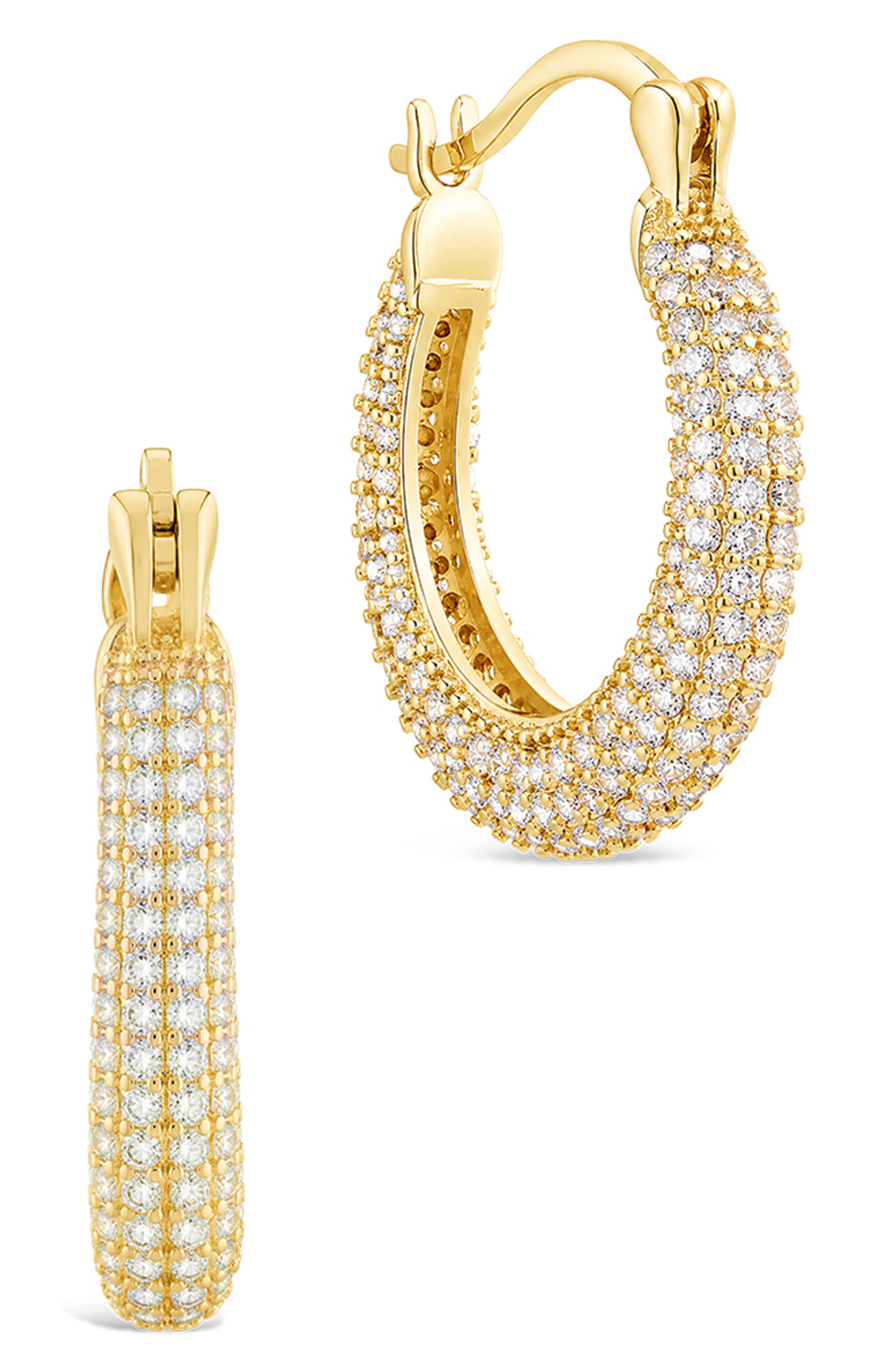 Full Pav Cubic Zirconia Hoop Earrings