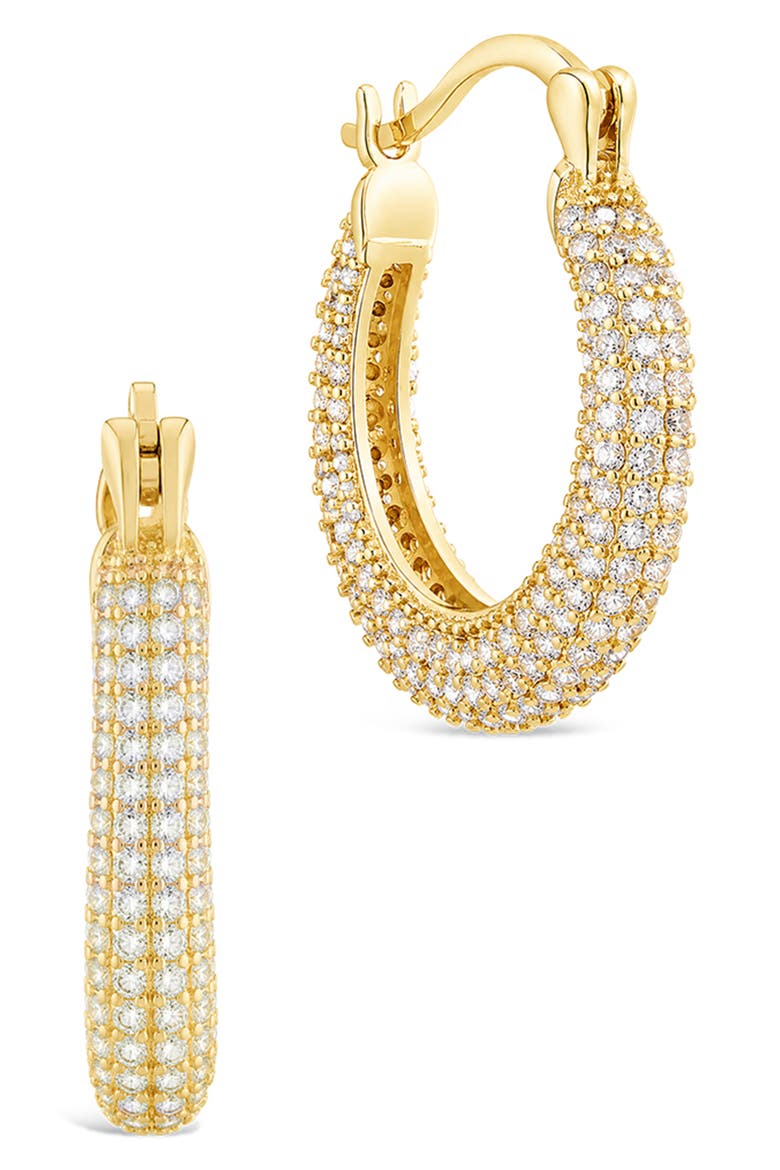 Full Pav Cubic Zirconia Hoop Earrings, Main, color, GOLD