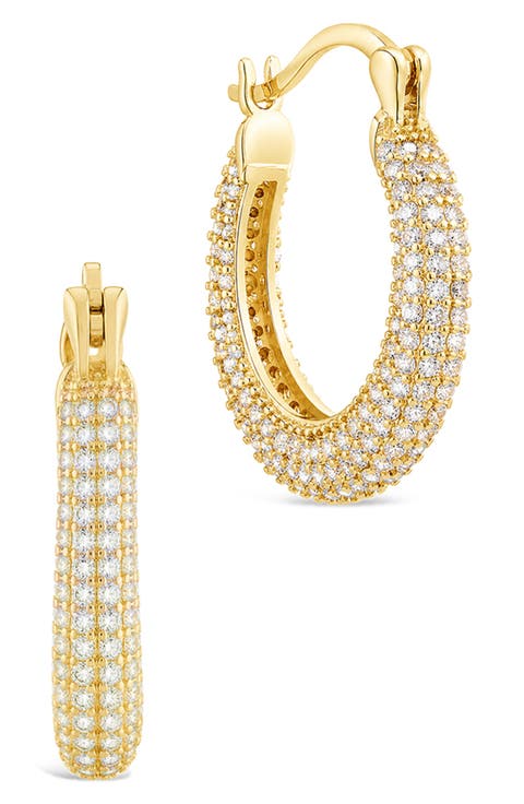 Full Pav Cubic Zirconia Hoop Earrings